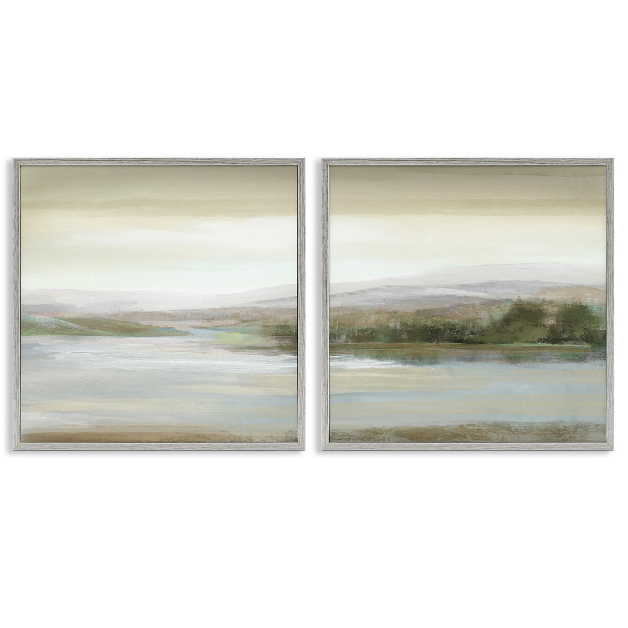 Stupell Industries Abstract Lakeside Landscape 2 pc Framed Giclee Wall Art Set Design by Nan